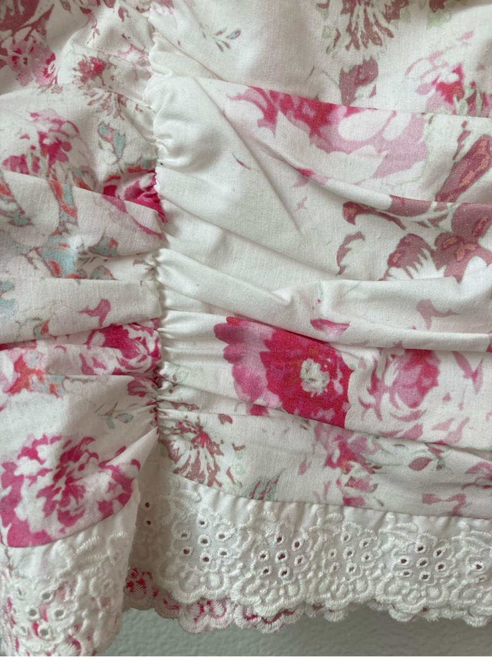 For Love & Lemons Mills Ruched Floral Mini Dress Coquette Milkmaid Corset sz L - Picture 11 of 14